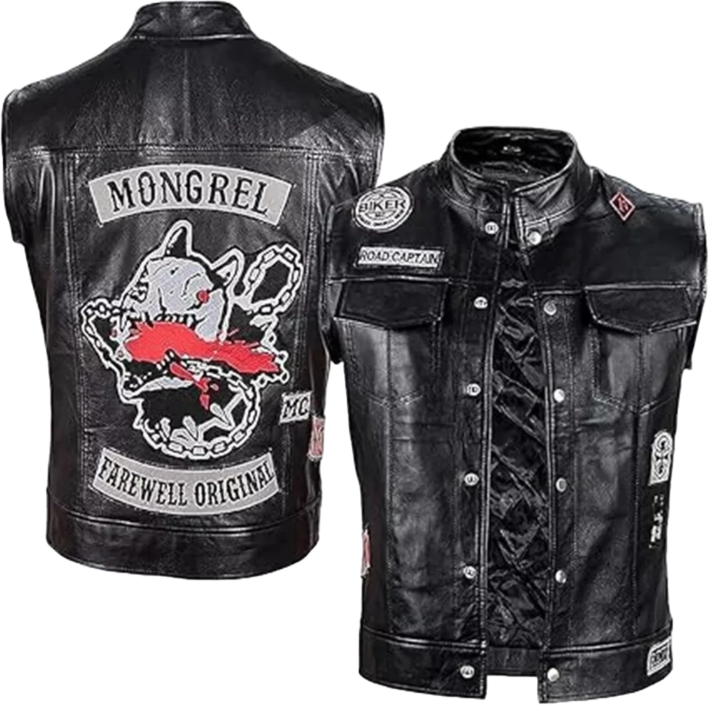 Men’s Days Gone Deacon St. John Leather Vest – Black Mongrel Rider Jacket for Halloween, Cosplay & Biker Streetwear