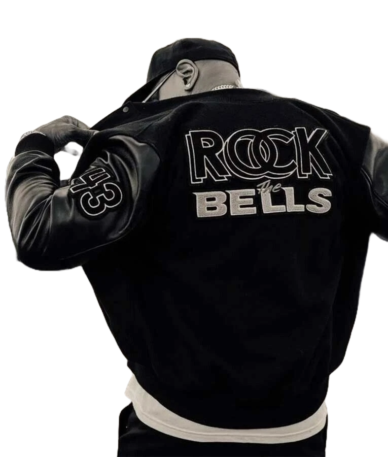 LL Cool J Rock The Bells Varsity Jacket – Black Letterman Bomber for Men | Hip Hop Retro Streetwear Outerwear