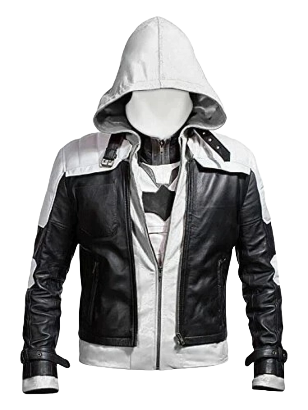 White Hood Leather Jacket & Vest – Batman Arkham Knight Red Hood Cosplay Costume | Game-Inspired Superhero Outfit for Men