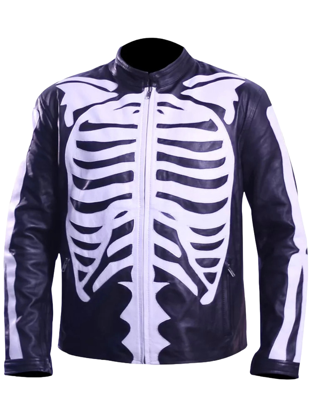 Men’s Gothic Skeleton Leather Biker Jacket – Punk Rock Motorcycle Costume & Halloween Moto Outerwear