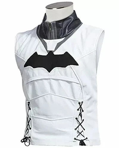 White Hood Leather Jacket & Vest – Batman Arkham Knight Red Hood Cosplay Costume | Game-Inspired Superhero Outfit for Men