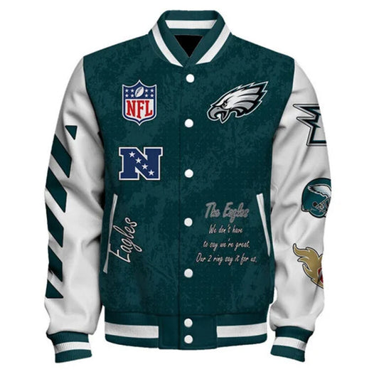 Philadelphia Eagles Super Bowl LIX Champions Jacket – 2X NFL Championship Varsity Bomber for Men & Women | Official Team Fan Gear