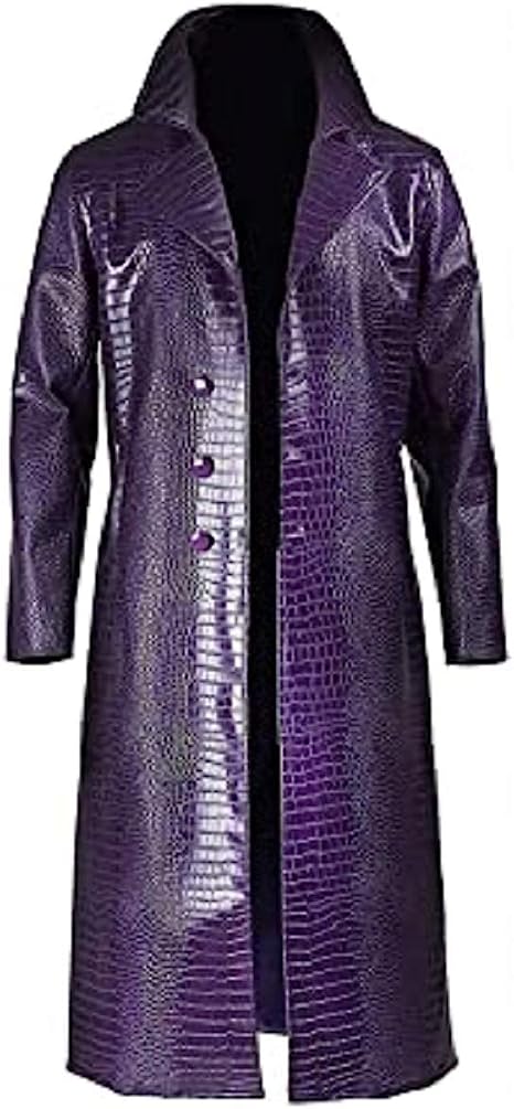 Iconic Jared Leto Joker Purple Coat | Stylish Synthetic Outerwear, Joker Movie Inspired - Button Stitched