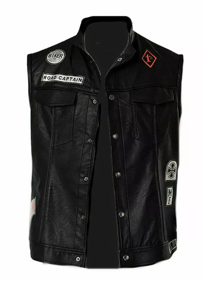Men’s Days Gone Deacon St. John Leather Vest – Black Mongrel Rider Jacket for Halloween, Cosplay & Biker Streetwear