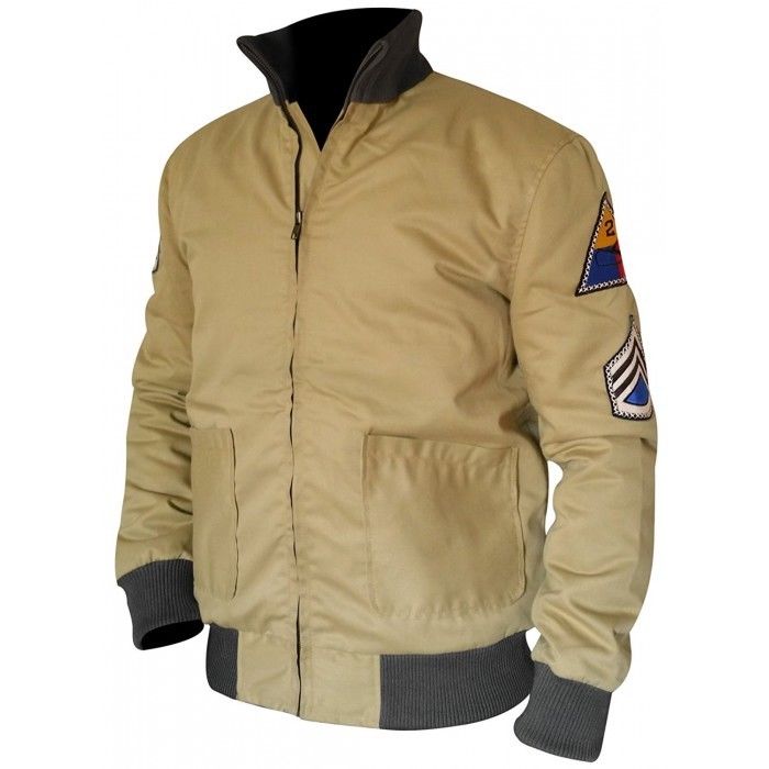 Fury Unleashed: Embody Brad Pitt's Spirit as a US Army Tanker in a WW2 Military-Inspired Cotton Bomber Jacket for Men - Button Stitched