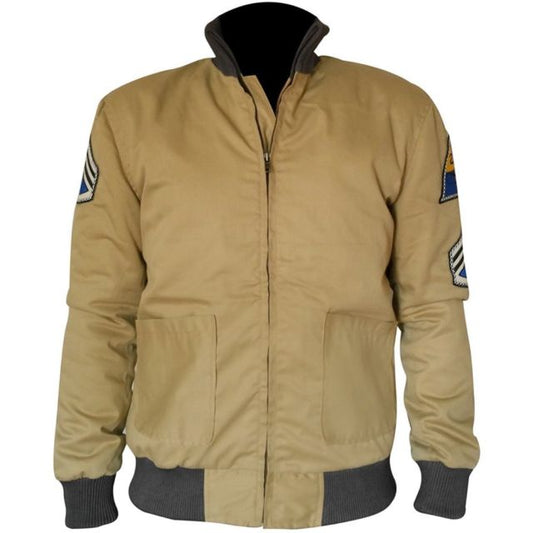 Fury Unleashed: Embody Brad Pitt's Spirit as a US Army Tanker in a WW2 Military-Inspired Cotton Bomber Jacket for Men - Button Stitched