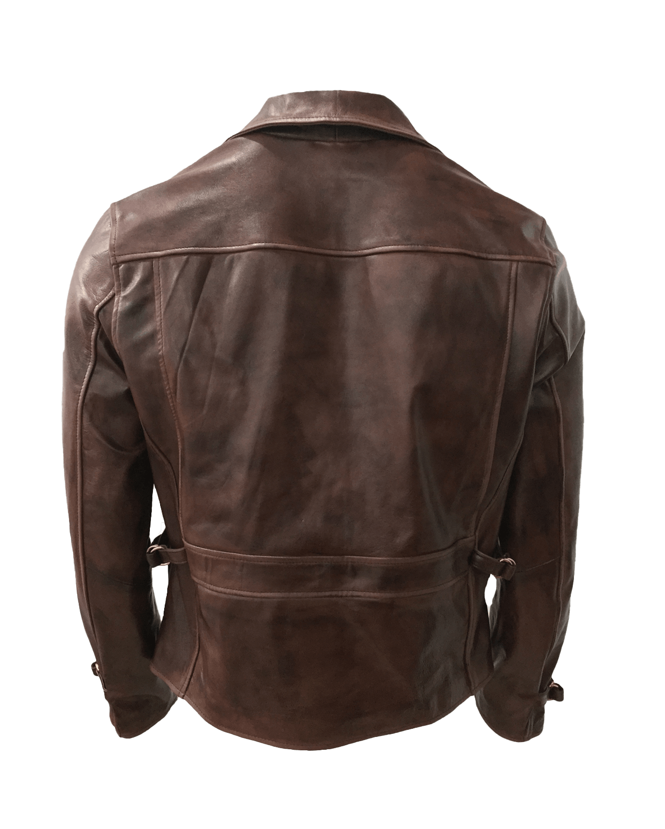 Vintage Style Asymmetrical Brown Jacket | Mens Vintage Style Asymmetrical Brown Leather Jacket - Button Stitched