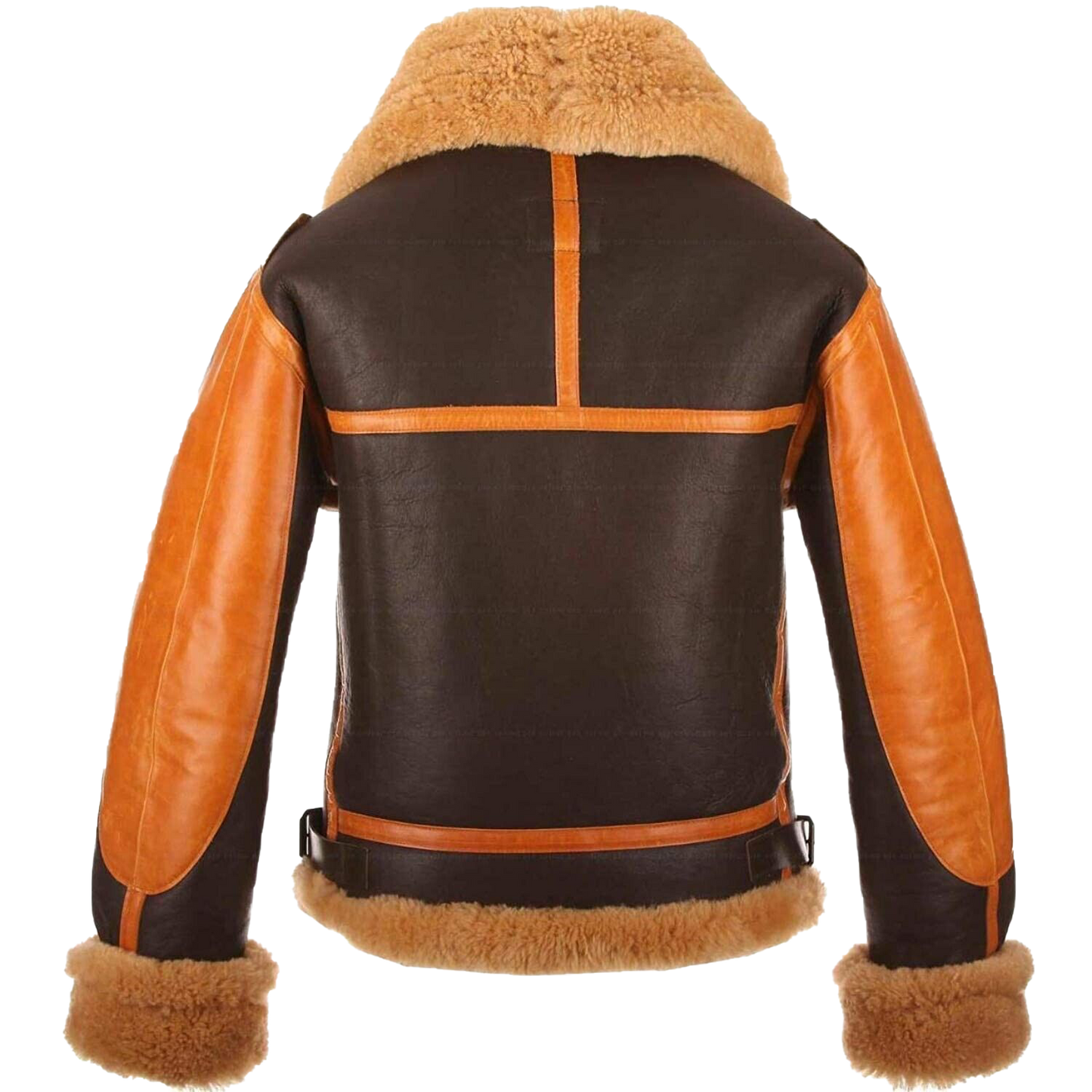 Elevate Your Style with the RAF Brown B3 Bomber Jacket: Genuine Sheepskin Shearling, Aviator-Inspired Design - Button Stitched