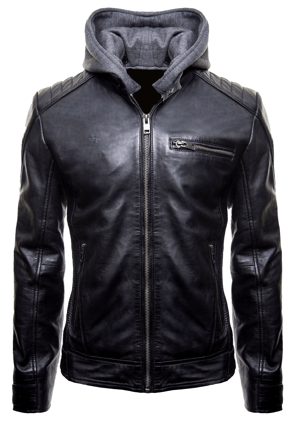 Batman Arkham Knight | Men's Black Hoodie Leather Jacket | Mens Leather Jacket
