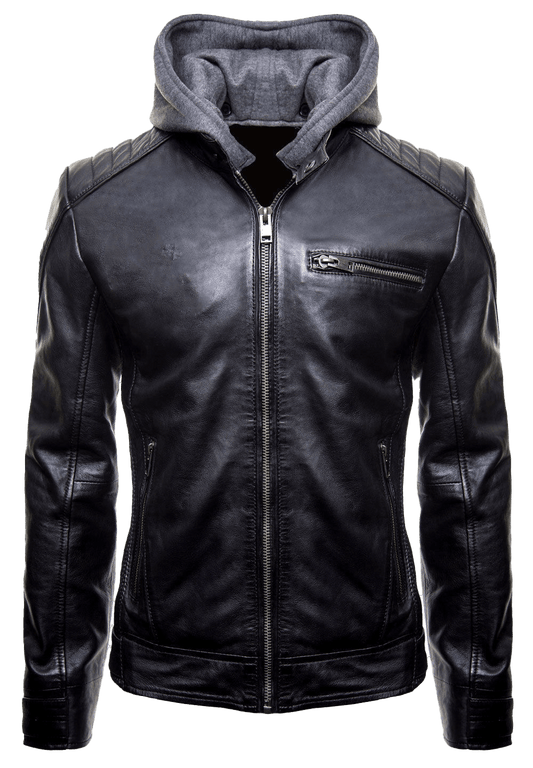 Batman Arkham Knight | Men's Black Hoodie Leather Jacket | Mens Leather Jacket