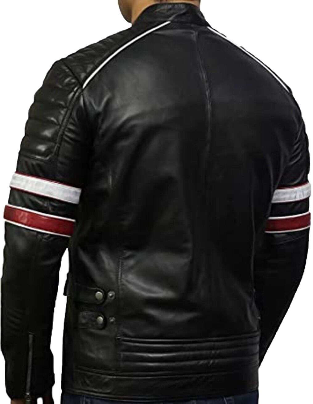 Cafe Racer Retro Distressed Motorcycle Leather Jacket | Cafe Racer Retro Motorcycle Leather Jacket - Button Stitched