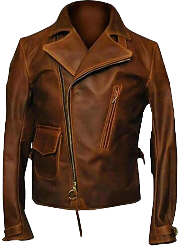 Captain America The First Avengers Distressed Brown Biker Real Leather Jacket - Button Stitched