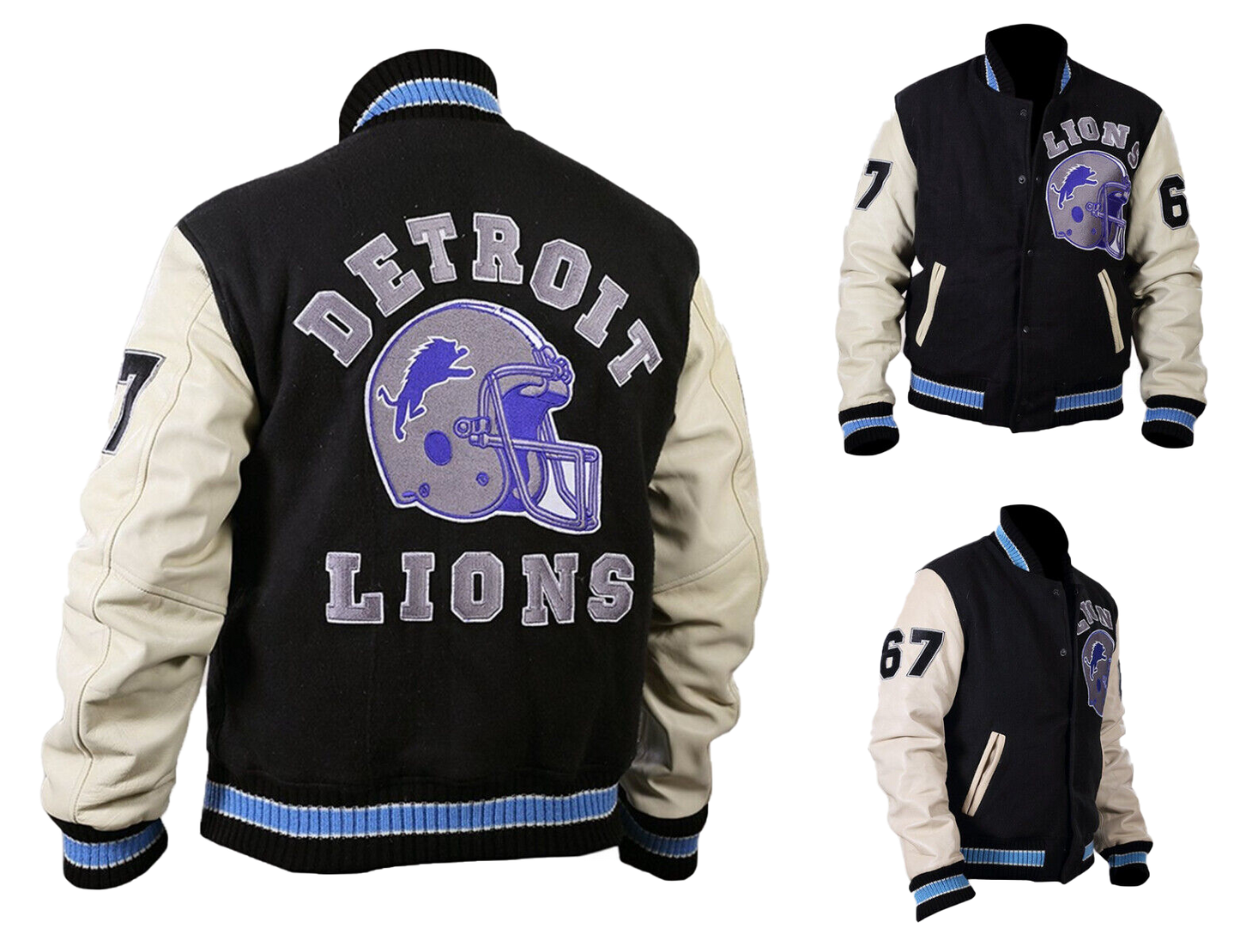 Eddie Murphy's Iconic Detroit Lions Varsity Jacket | Premium Leather Style - Button Stitched