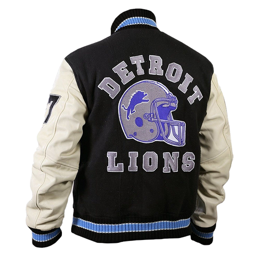 Eddie Murphy's Iconic Detroit Lions Varsity Jacket | Premium Leather Style - Button Stitched