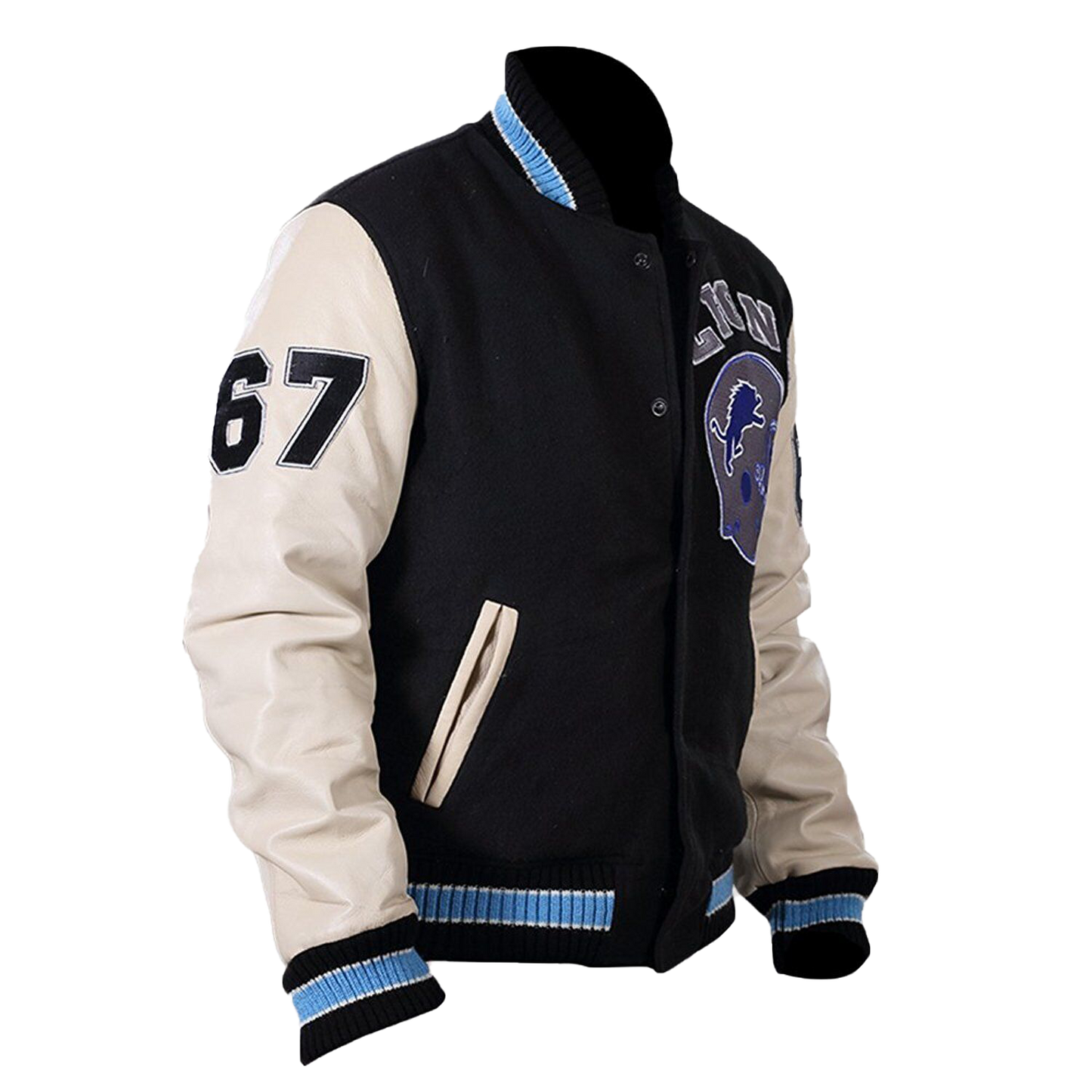 Eddie Murphy's Iconic Detroit Lions Varsity Jacket | Premium Leather Style - Button Stitched