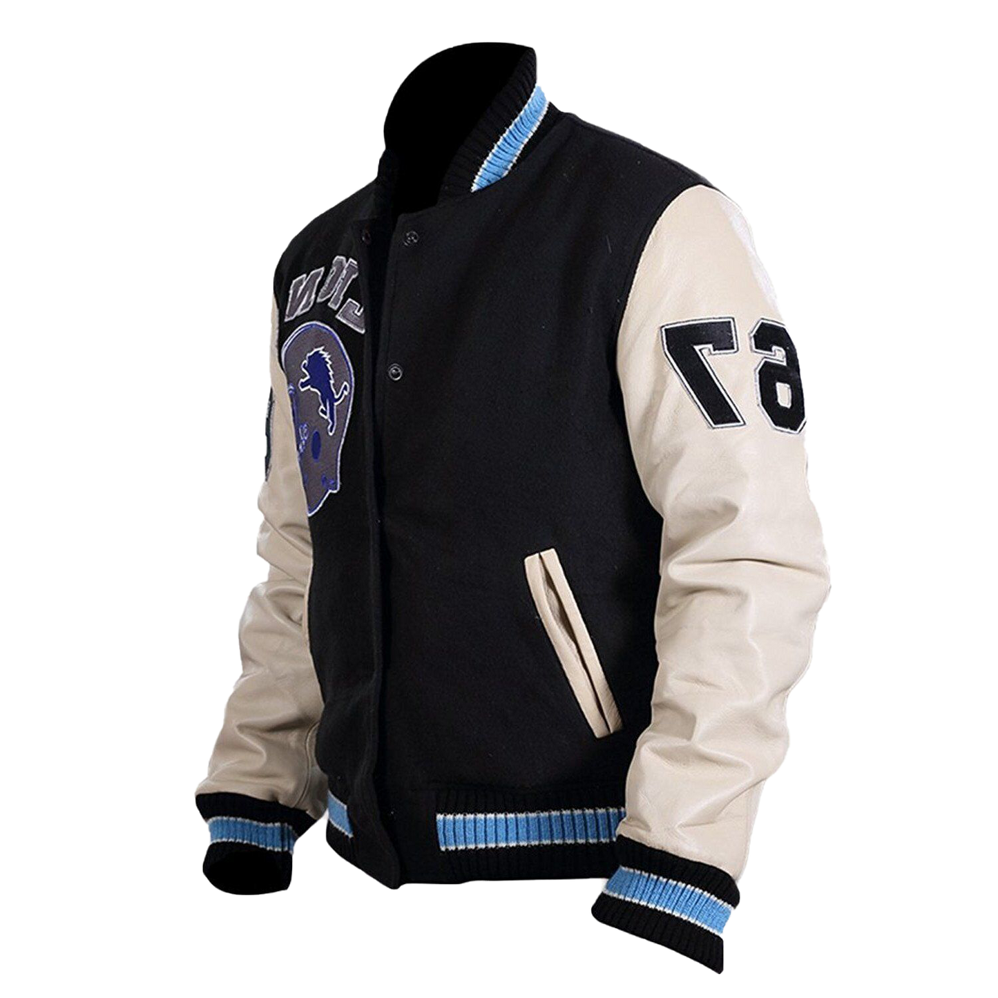 Eddie Murphy's Iconic Detroit Lions Varsity Jacket | Premium Leather Style - Button Stitched