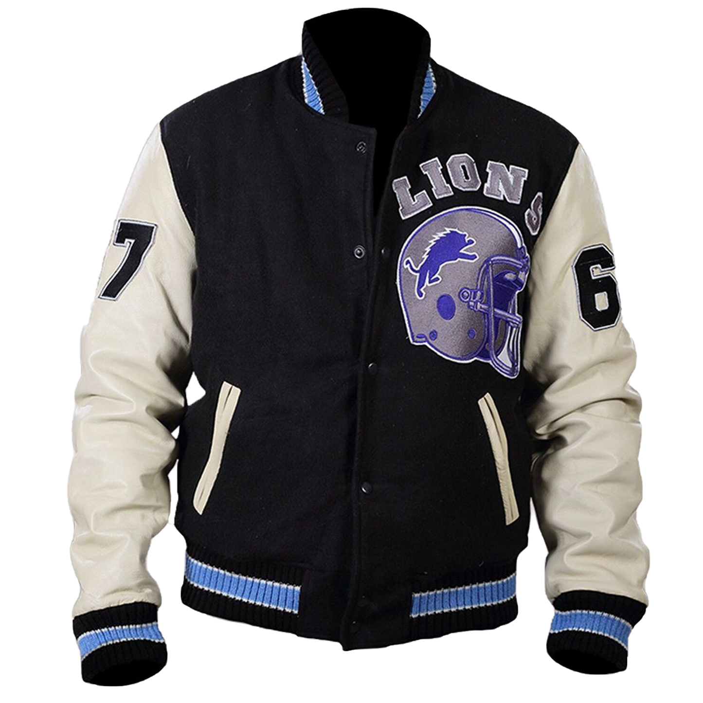 Eddie Murphy's Iconic Detroit Lions Varsity Jacket | Premium Leather Style - Button Stitched