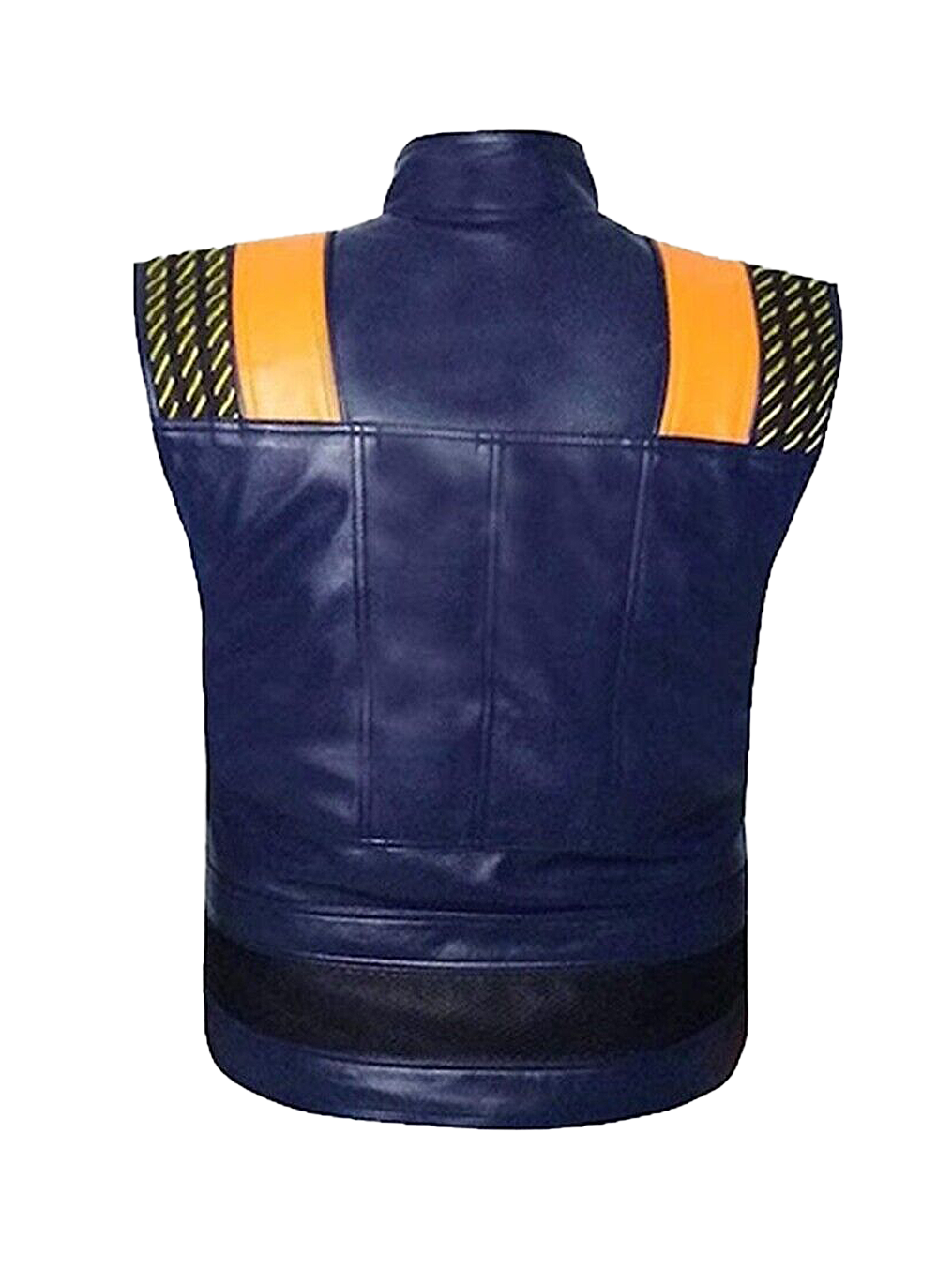 Erik Kill Monger Panther Michael B Jordan Blue Leather Vest Jacket For Mens - Button Stitched