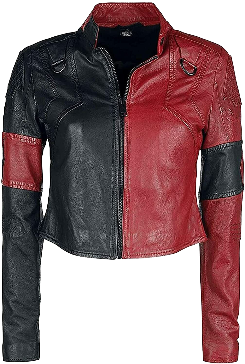 Women HQ Live Fast Die Clown Red Jacket -The Suicide Squad Real Leather Jacket | Womens Red Leather Jacket - Button Stitched
