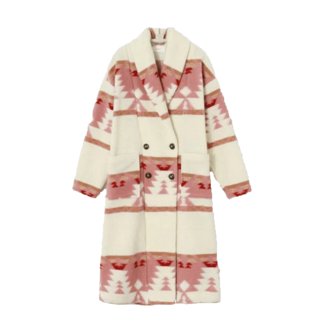 Women Kelly Reilly Yellowstone Beth Dutton Printed Long Coat | Womens Printed Long Coat - Button Stitched