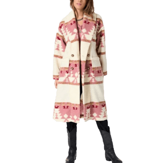 Women Kelly Reilly Yellowstone Beth Dutton Printed Long Coat | Womens Printed Long Coat - Button Stitched