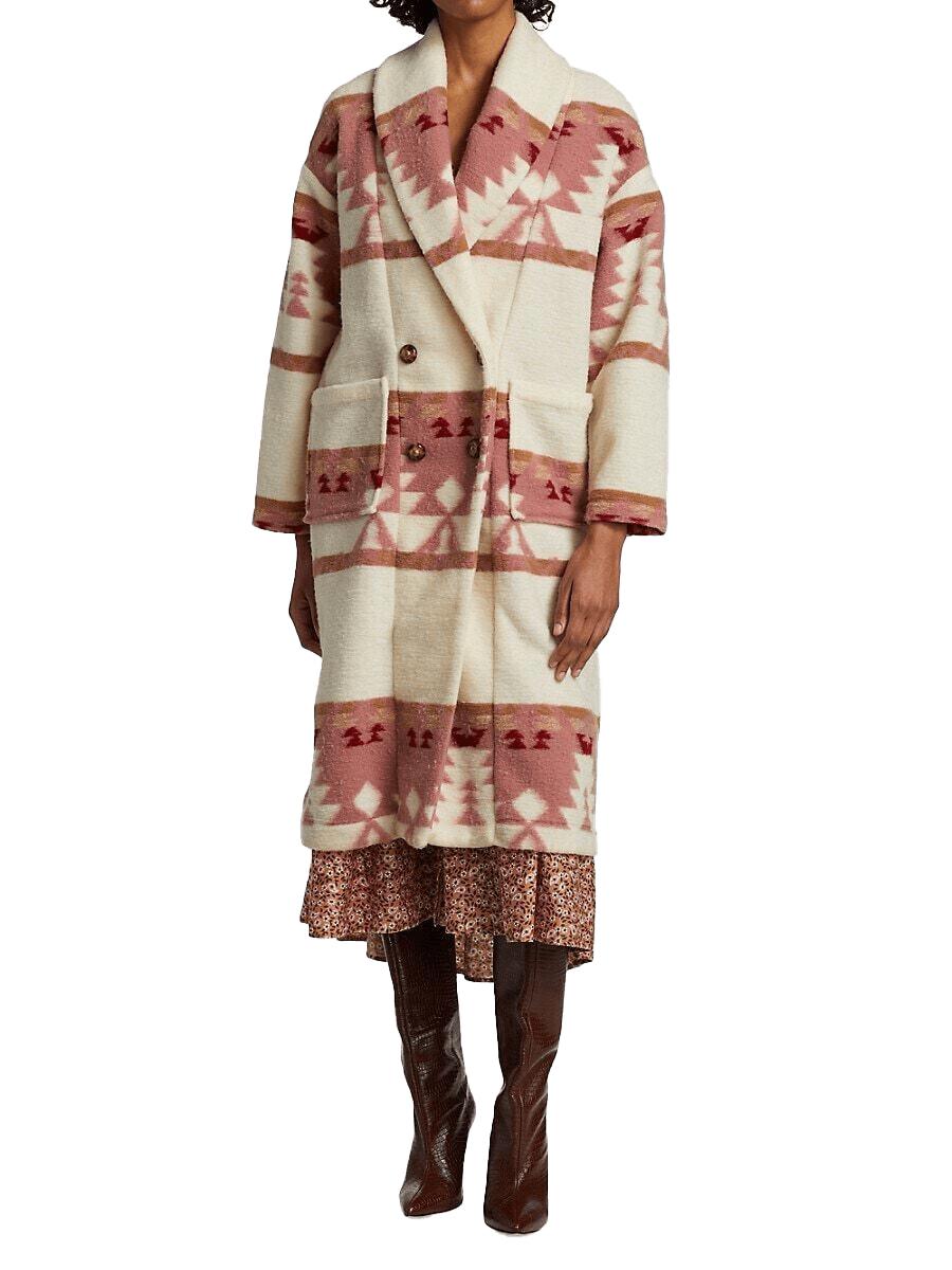 Women Kelly Reilly Yellowstone Beth Dutton Printed Long Coat | Womens Printed Long Coat - Button Stitched