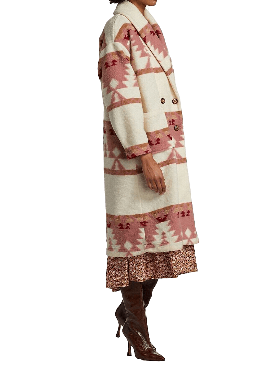 Women Kelly Reilly Yellowstone Beth Dutton Printed Long Coat | Womens Printed Long Coat - Button Stitched