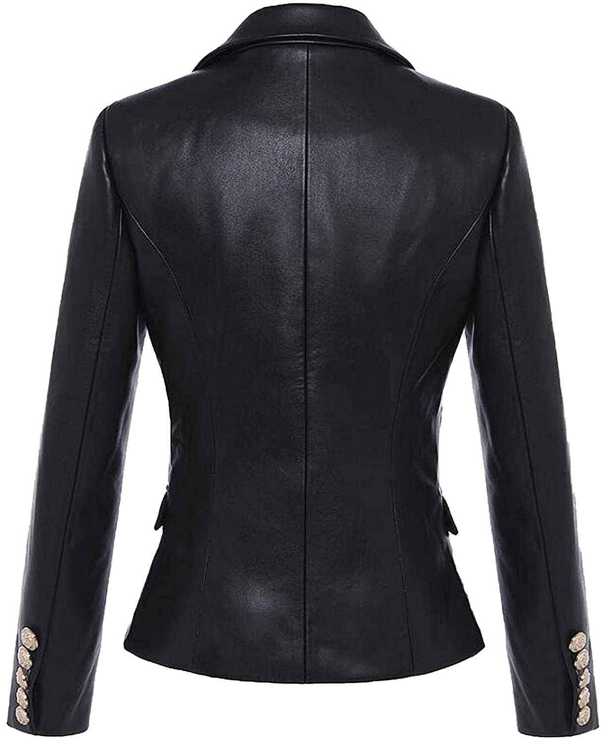 Women’S Kim Kardashian Black Real Leather Jacket | Women's Kim Kardashian Real Black Leather Jacket - Button Stitched