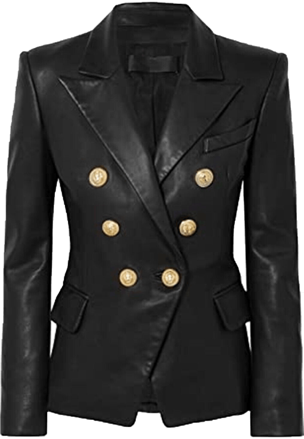 Women’S Kim Kardashian Black Real Leather Jacket | Women's Kim Kardashian Real Black Leather Jacket - Button Stitched