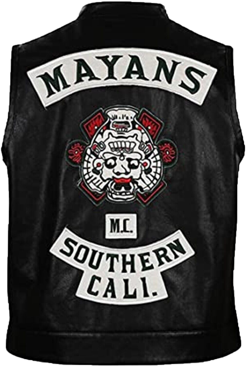Mens JD Pardo Mayans MC Northern Cali Ezekiel Reyes Biker Black Leather Vest | Mens Biker Black Leather Jacket - Button Stitched