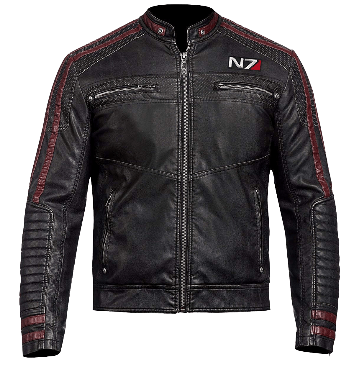 Men’s N7 Street Fighter Leather Jacket | Mens Black Commander N7 Leather Jacket - Button Stitched