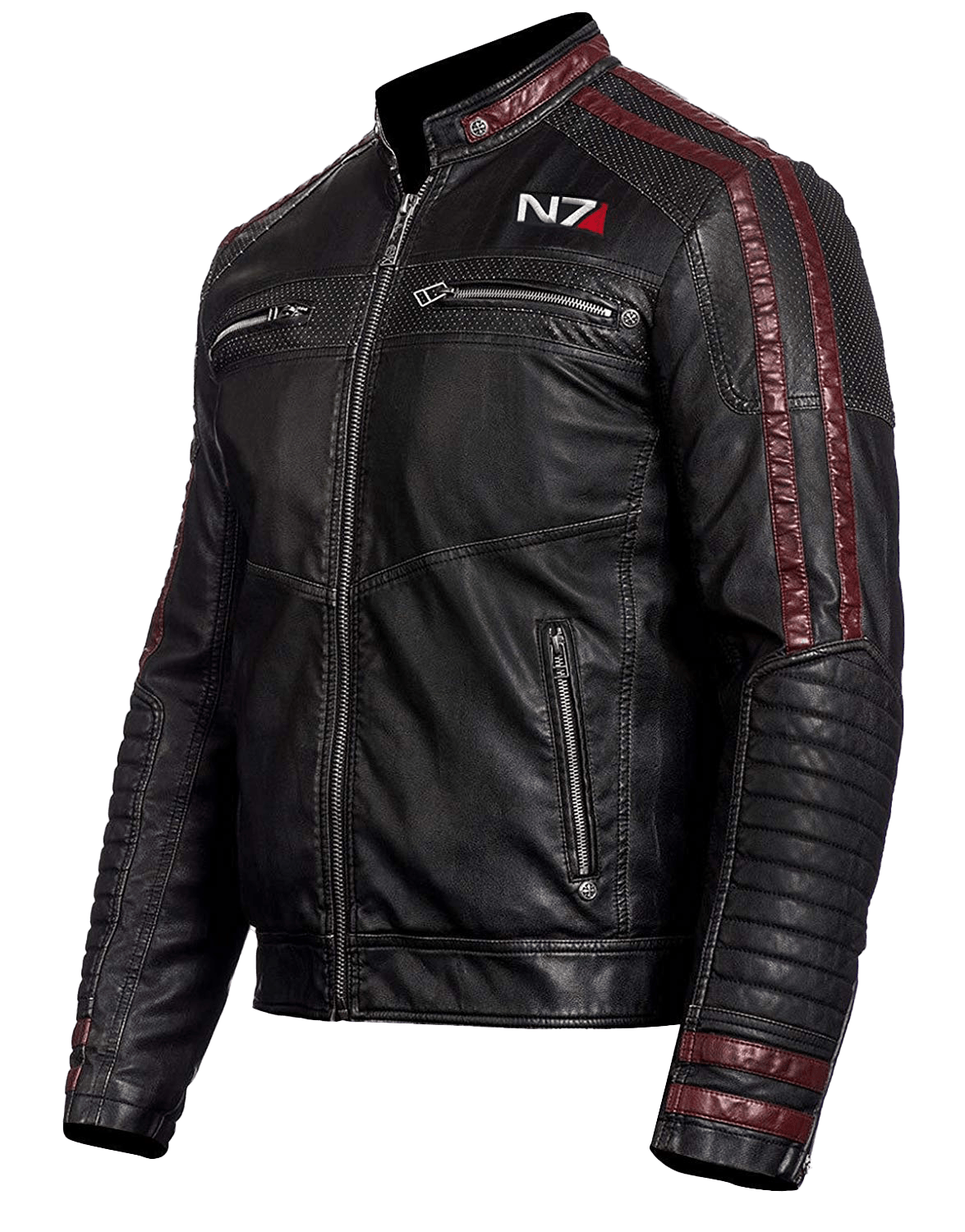 Men’s N7 Street Fighter Leather Jacket | Mens Black Commander N7 Leather Jacket - Button Stitched