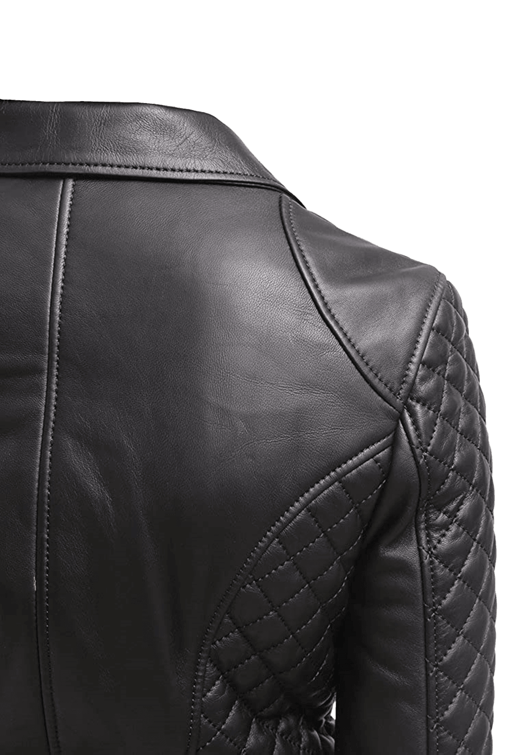 Women's Quilted Slim Fit Fabulous Real Leather Pea Coat Jacket | Womens Black Quilted Black Pea Coat