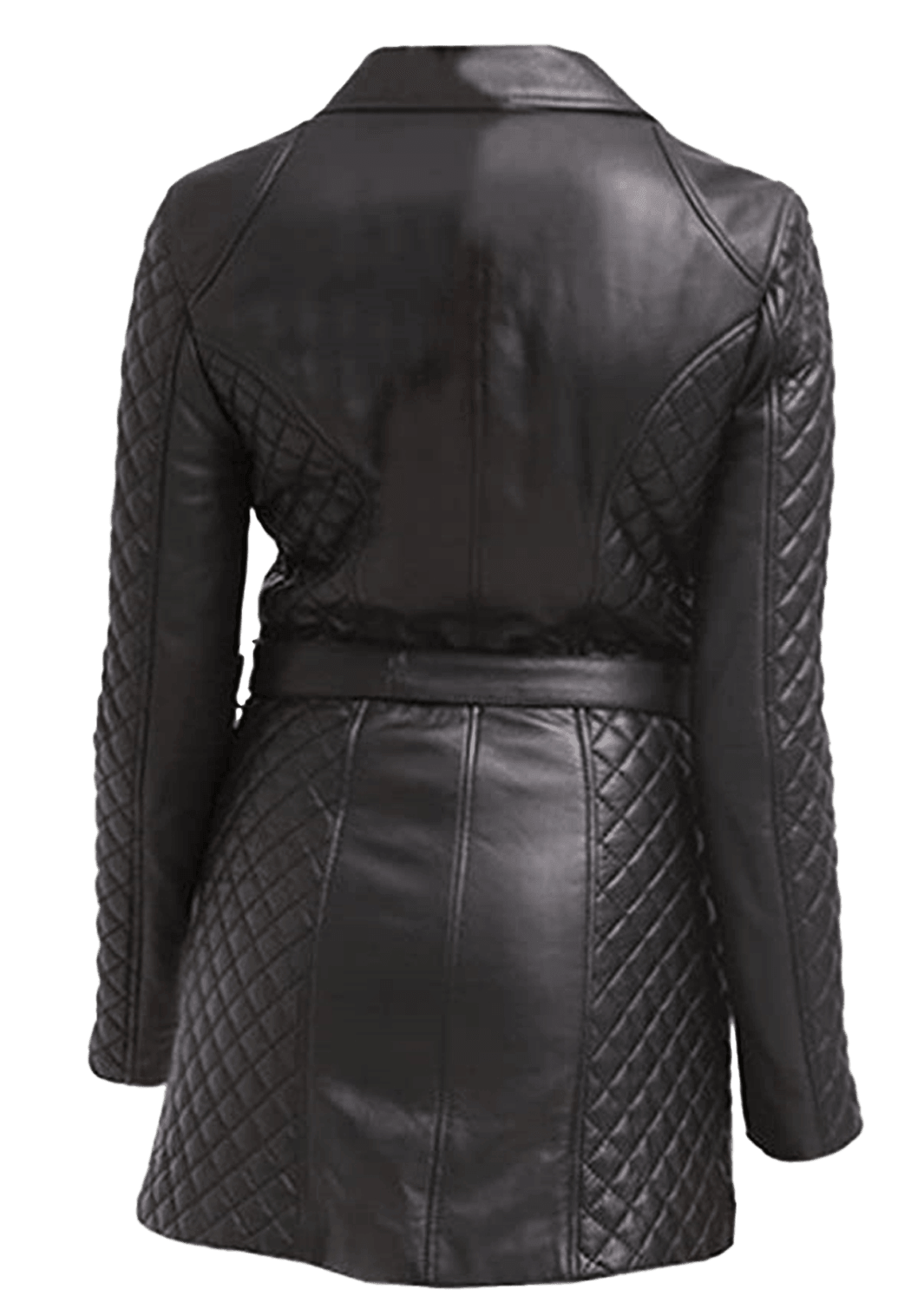Women's Quilted Slim Fit Fabulous Real Leather Pea Coat Jacket | Womens Black Quilted Black Pea Coat