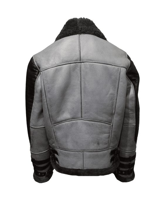 B3 GREY QUILTED STYLE SHEARLING JACKET