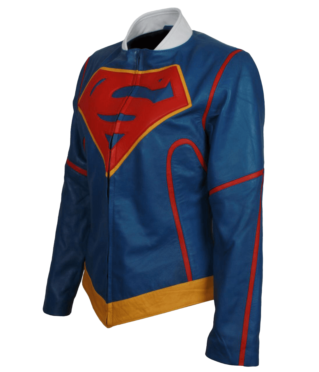 Super Girl Melissa Benoist Blue Leather Jacket | Women's Supergirl Web Series Jacket - Button Stitched