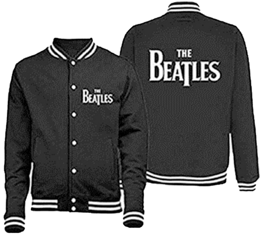 The Beatles Vintage Jacket Drop T Logo Varsity Wool Fleece Sleeve Bomber Jacket - Button Stitched