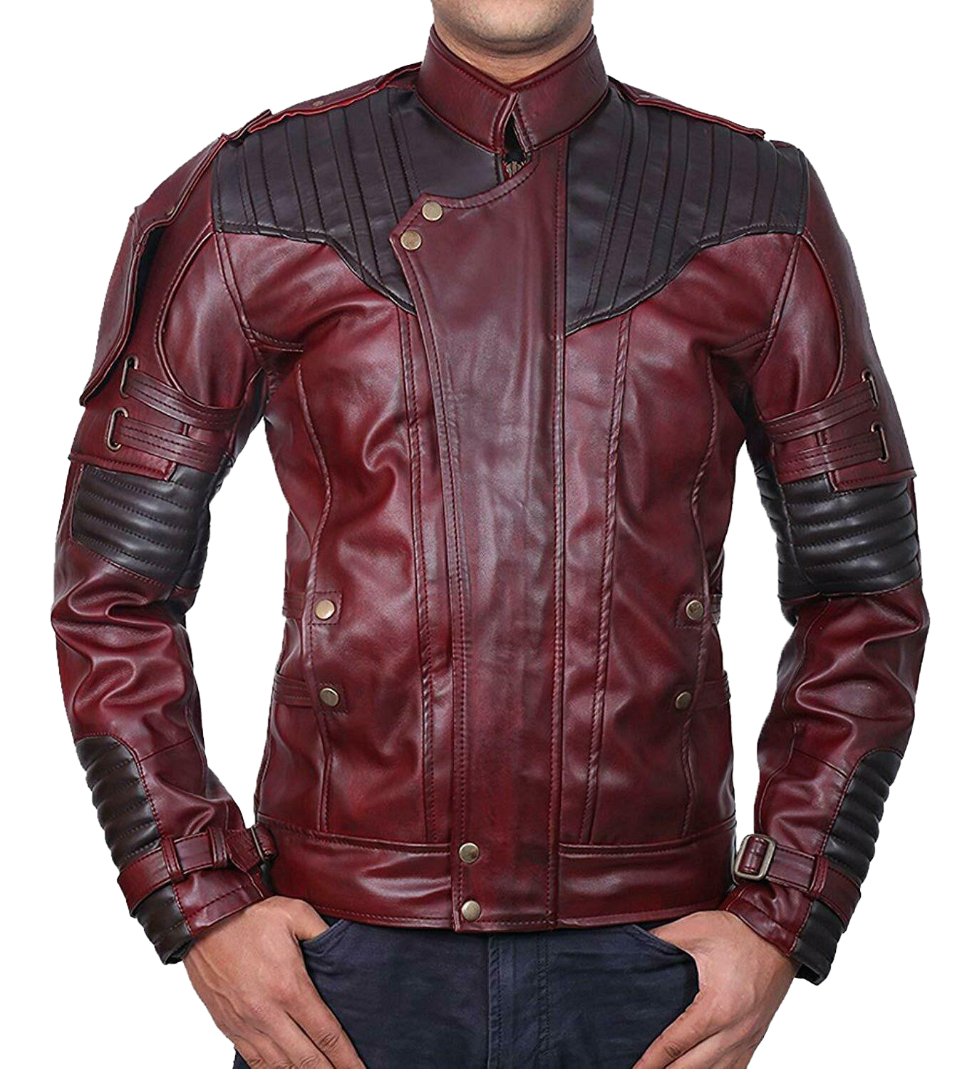 Mens Superhero Thor 4 men's Galaxy Leather Trench Costume Jacket - Button Stitched