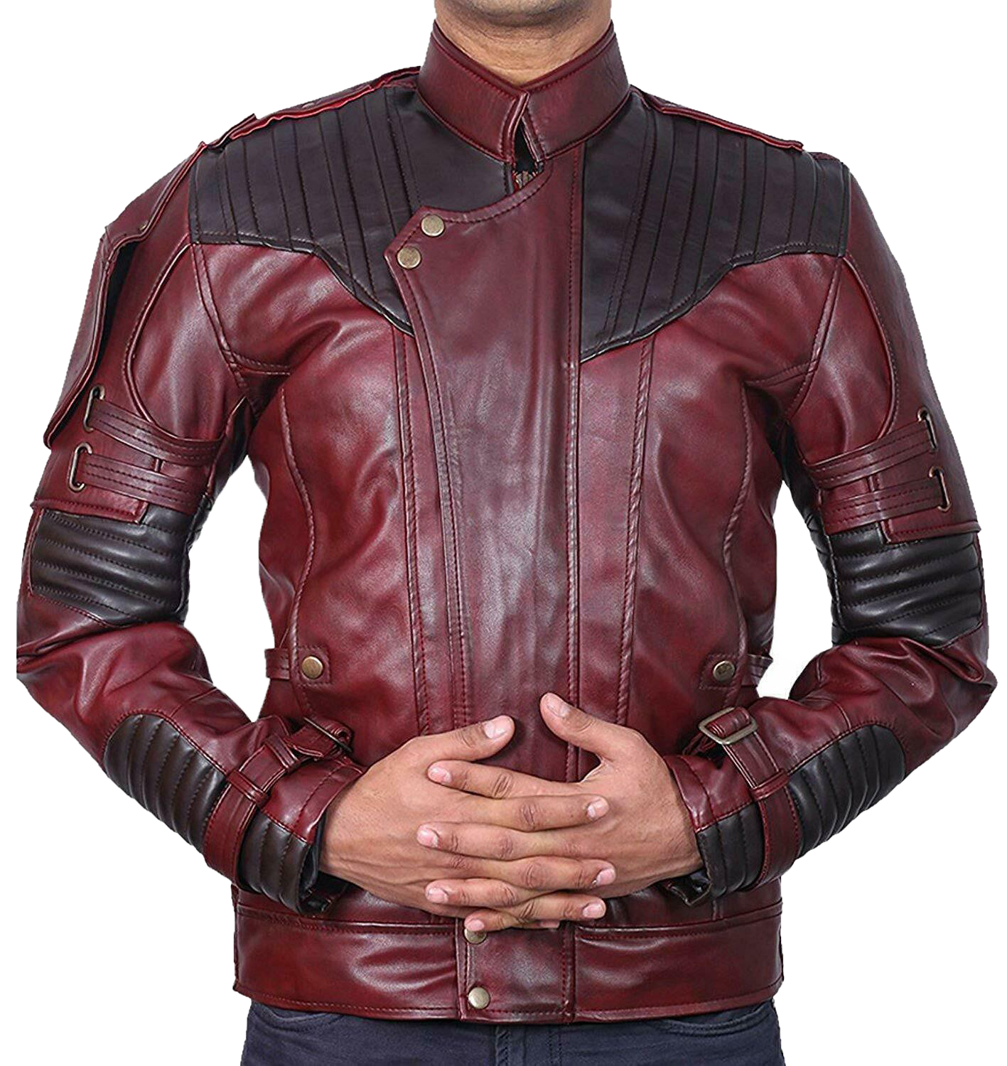 Mens Superhero Thor 4 men's Galaxy Leather Trench Costume Jacket - Button Stitched