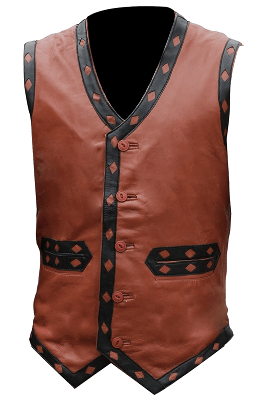The Warriors Movie Real Leather Vest | Men's Brown Real Leather Vest From Movie "The Warriors"