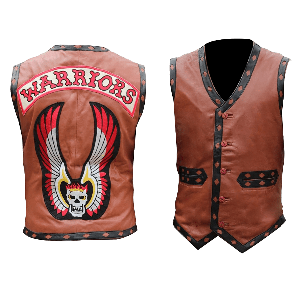 The Warriors Movie Real Leather Vest | Men's Brown Real Leather Vest From Movie "The Warriors"