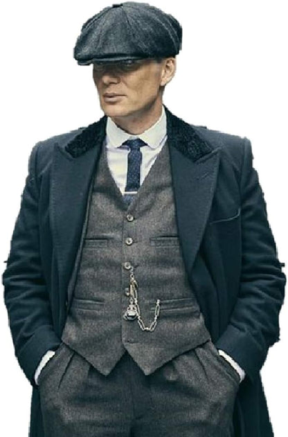 STOCK CLEARANCE SALE: Black Wool Long Fashion Trench Coat Inspired by Thomas Shelby from Peaky Blinders for Men