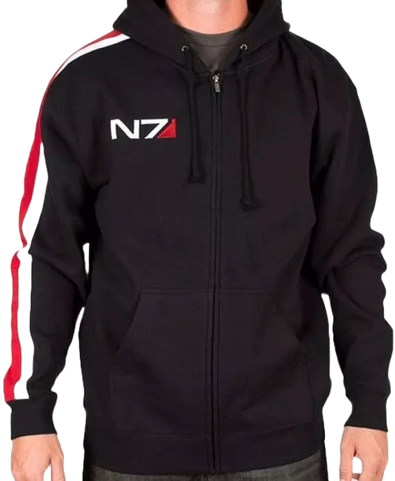 N7 Men’s Fleece Hoodie Jacket – Mass Effect Cosplay Costume & Gaming-Inspired Outerwear for Fans