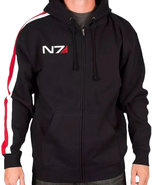 N7 Men’s Fleece Hoodie Jacket – Mass Effect Cosplay Costume & Gaming-Inspired Outerwear for Fans