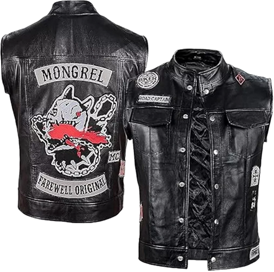 Men’s Days Gone Deacon St. John Leather Vest – Black Mongrel Rider Jacket for Halloween, Cosplay & Biker Streetwear