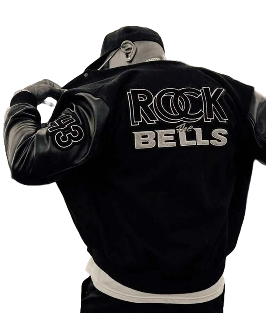LL Cool J Rock The Bells Varsity Jacket – Black Letterman Bomber for Men | Hip Hop Retro Streetwear Outerwear
