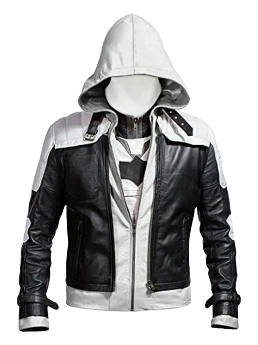 White Hood Leather Jacket & Vest – Batman Arkham Knight Red Hood Cosplay Costume | Game-Inspired Superhero Outfit for Men