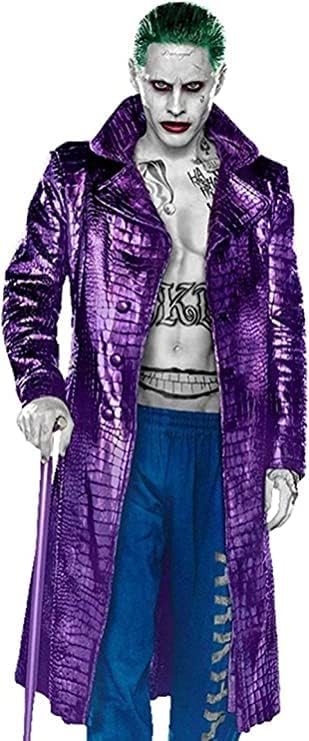 Iconic Jared Leto Joker Purple Coat | Stylish Synthetic Outerwear, Joker Movie Inspired - Button Stitched