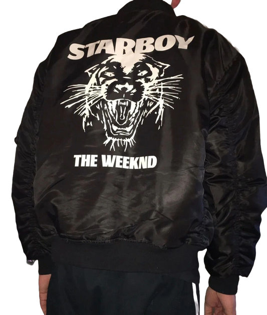Men's XO Starboy Black Satin Bomber Jacket – The Weeknd Inspired Jeff Hamilton Style Streetwear
