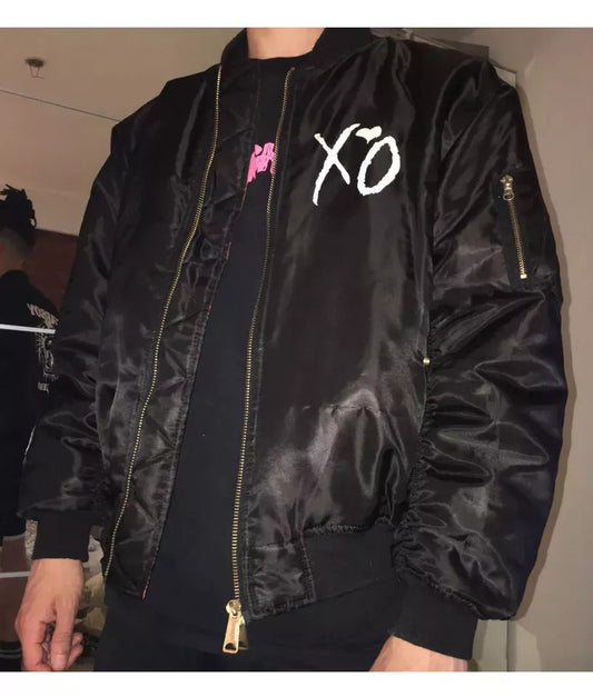 Men's XO Starboy Black Satin Bomber Jacket – The Weeknd Inspired Jeff Hamilton Style Streetwear